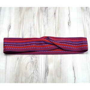 VTG 80s 90s LAS MANOS One Size Red Purple Fabric Twisty TWIST BELT 3" Wide 39"
